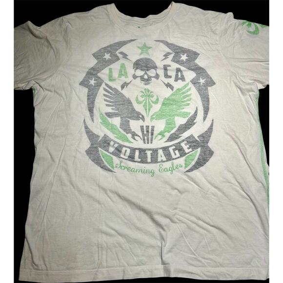 Skully T-Shirt  LA CA White Hi Voltage XLARGE 46-48 Reverse Image (inside Out) - Picture 9 of 10